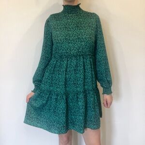 Womance Teal Long Sleeve ruffled Dress in size Small